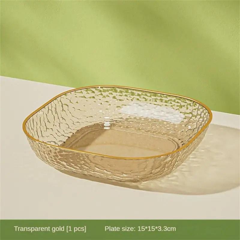 1pcs Transparent Fruit Plate Salad Dessert Snack Storage Tray Home Kitchen Tableware Multifunctional Bone Dish  Holder Sets