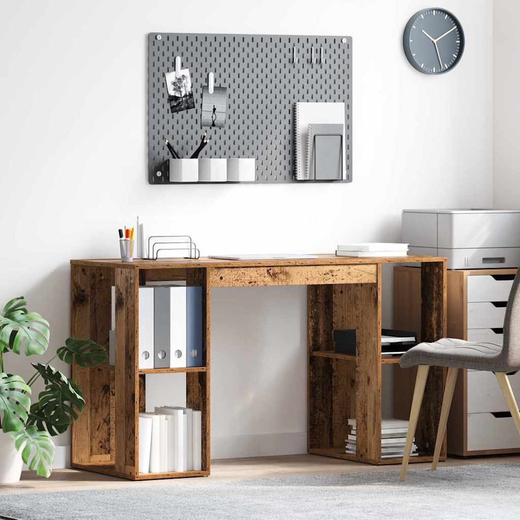 Desk with Shelf Rustic Wood Look 130 x 50.5 x 75 cm Engineered Wood