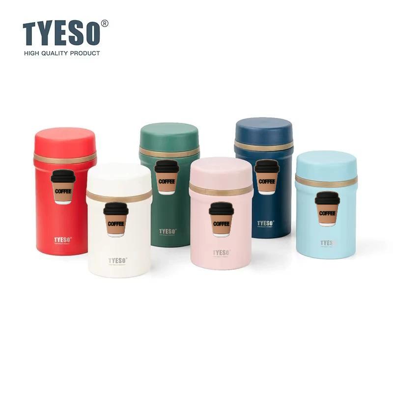 Tyeso 600ml Thermoses Stainless Steel Thermal Food Jar Vacuum Insulated Box Vacuum Flasks for Hot Cold Water Bottle Meals Unisex with Coffee Sticker