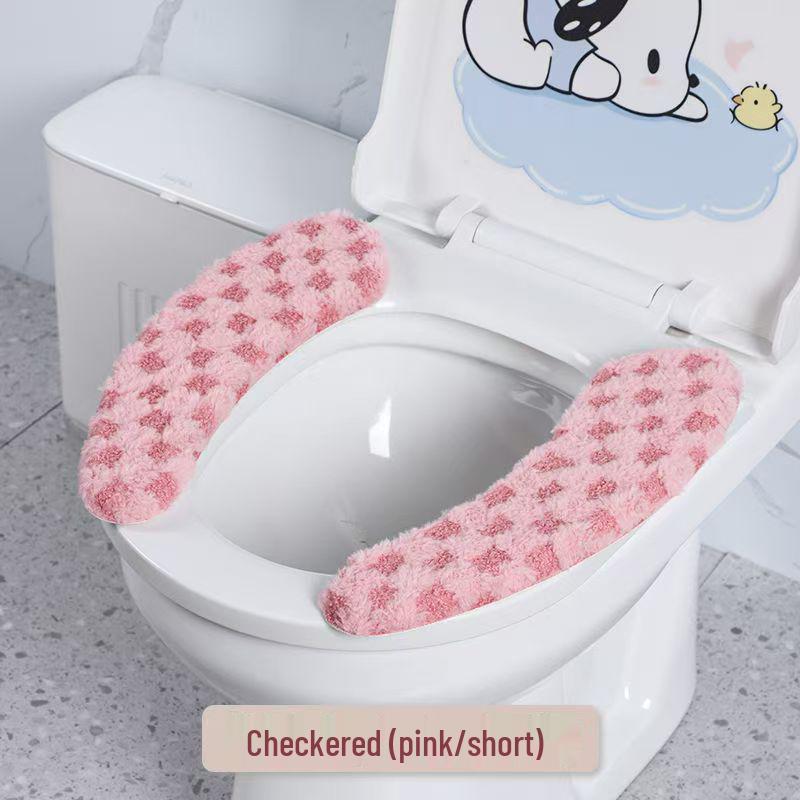 2025 Universal Waterproof Plush Winter Toilet Seat Cover Pad розовый