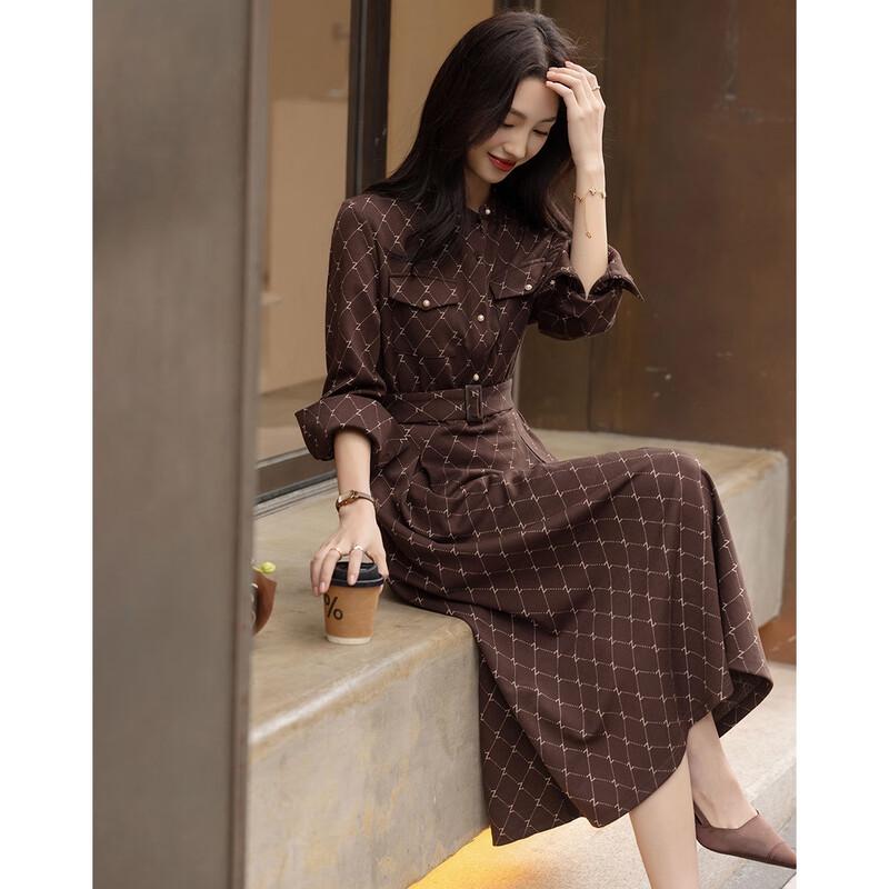 Demana Urban Light Luxury Jacquard Belted Dress