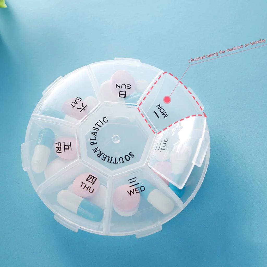 Pill Box Transparent Sealed 8 Grid Pill Container Storage Bag Health Medicine Travel Divider 7 Days Storage Bag Travel Pill Box