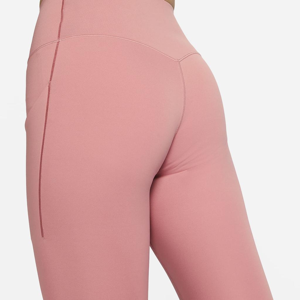 Nike Solid High-Waisted Slim Fit Sports Trousers Women bottoms Stardust-Red DQ5997-618