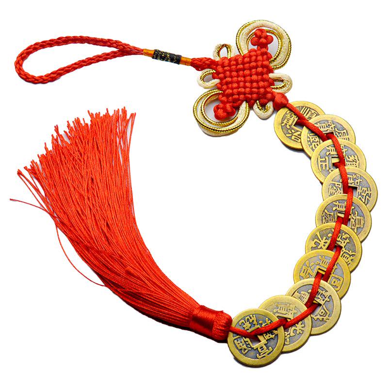 Chinese Knot Feng Shui Lucky Wealth 3/6/8/9/10 Coins For Home Car Hanging Tassel #314