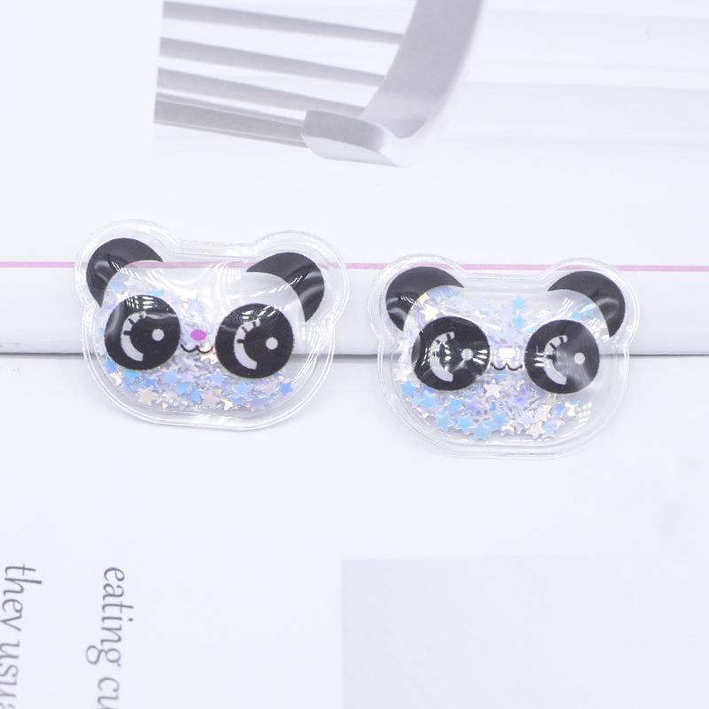 12Pcs 36*28mm Transparent Plastic Filling Sequins Panda Applique for DIY Baby Headdress Hairpin Band Decor Accessories Patches