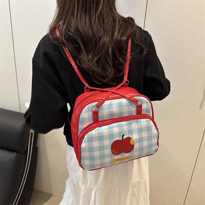 Schoolbag College Style Uniform Bag Girl Shoulder Double Back Dual Purpose Bag Student Party School Bag Sweet Apple Portable Shoulder Bag Tide