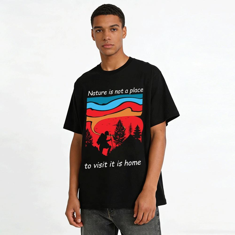 Outdoor Hiking Print Casual T-Shirt Breathable Camping Top For Men Women Pure Cotton T-shirt