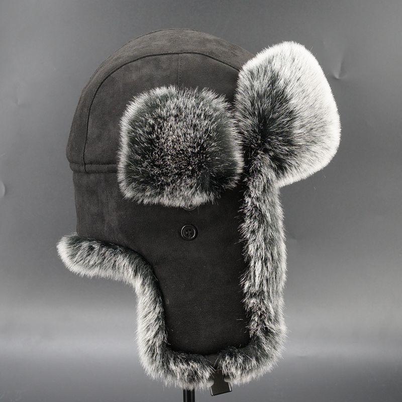 Hat men's winter imitation fox hair thickened ear protection cold hat cycling warm windproof ski hat
