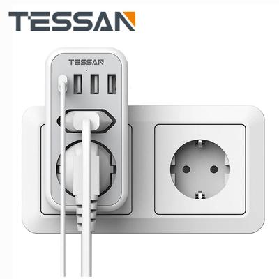 Tessan Faixa de energia vertical plugue da ue extensor de múltiplas tomadas com portas usb tipo c adaptador de tomada de parede carregador para viagens em casa