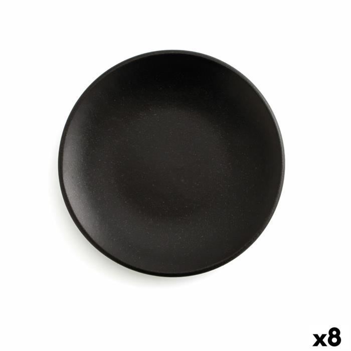 Assiette Plate Anaflor Vulcano Viande Faïence Noir 25 Cm (8 Unités)