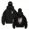 Attack On Titan Double Hoodie, Letter Print Fleece Lined Pullover Sweatshirt Double Hat Sweater Couple Jacket