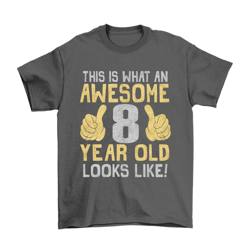 Boys 8th Birthday T-Shirt Mens Womens Tees Top Awesome 8 Year Old GIFT Idea Celebration Party