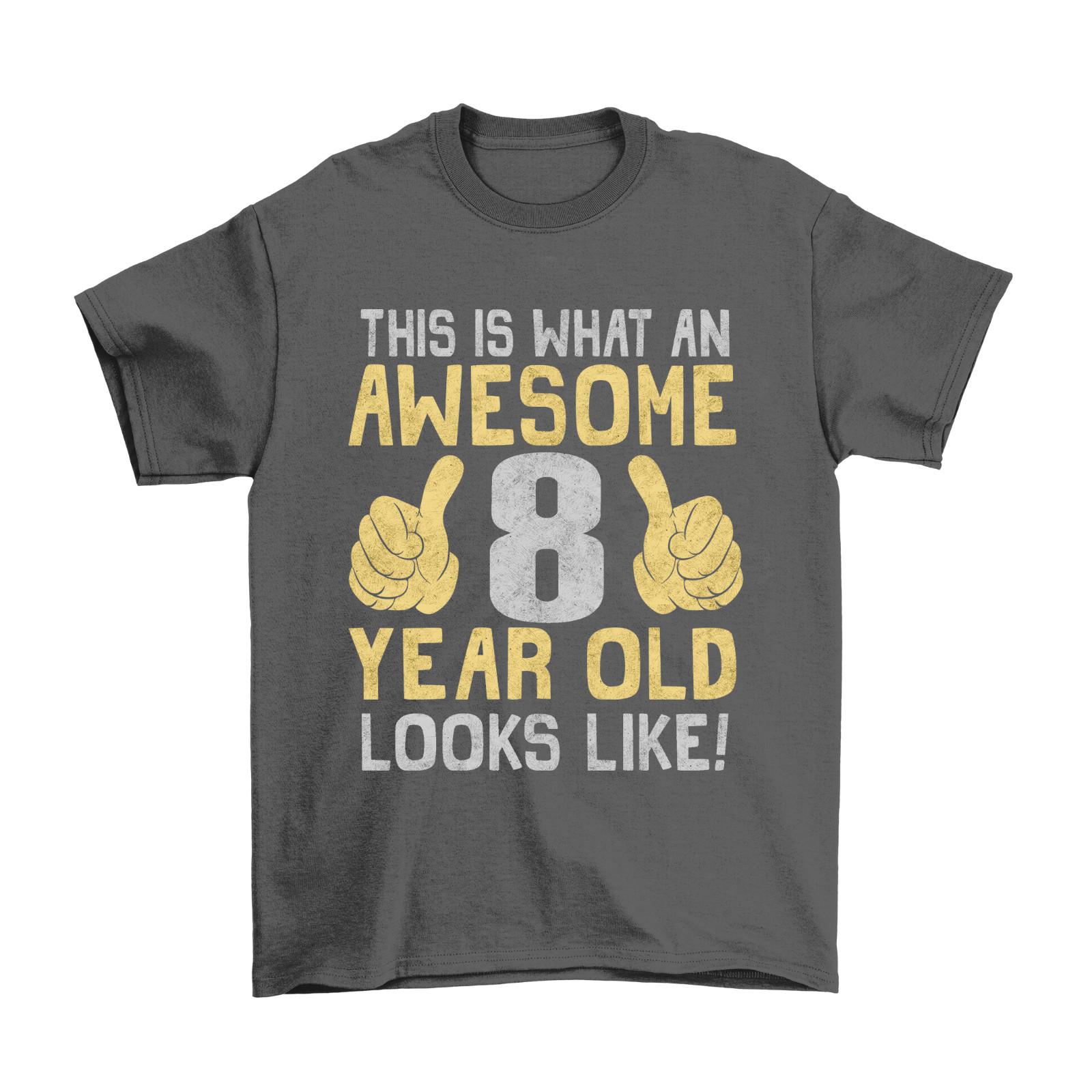 Boys 8th Birthday T-Shirt Mens Womens Tees Top Awesome 8 Year Old GIFT Idea Celebration Party 4XL