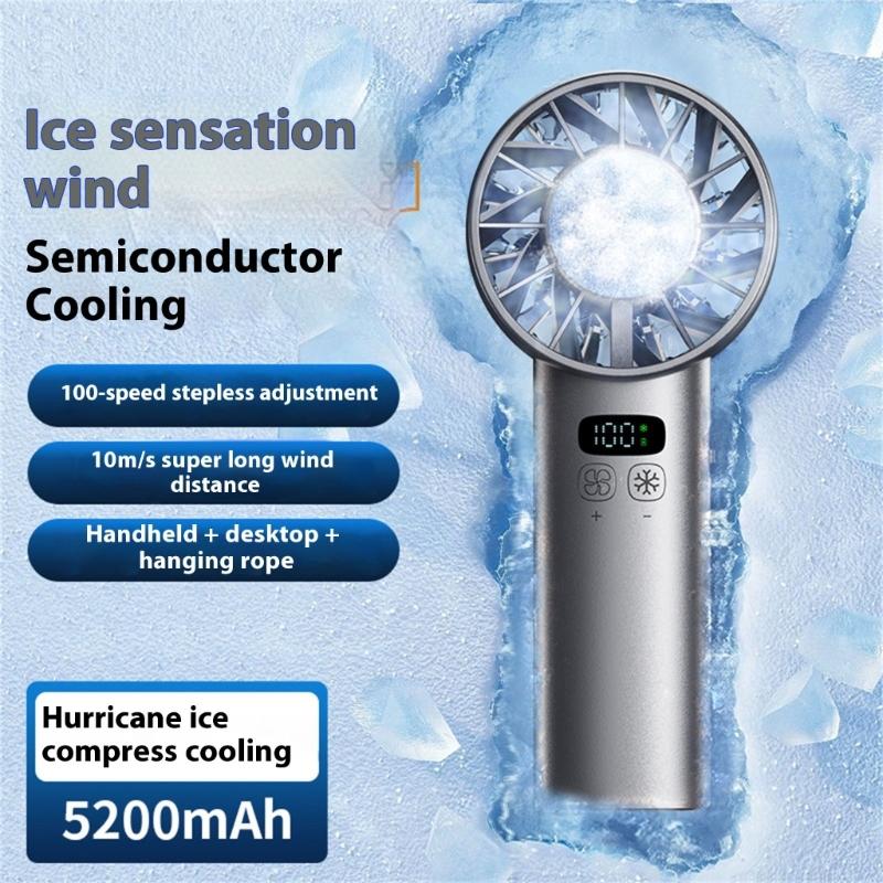 Multifuntional Digital Display Fan Efficient Cooling Fan 5200mAh Quiet Powerful Fan Plastic Texture for Outdoor Travel