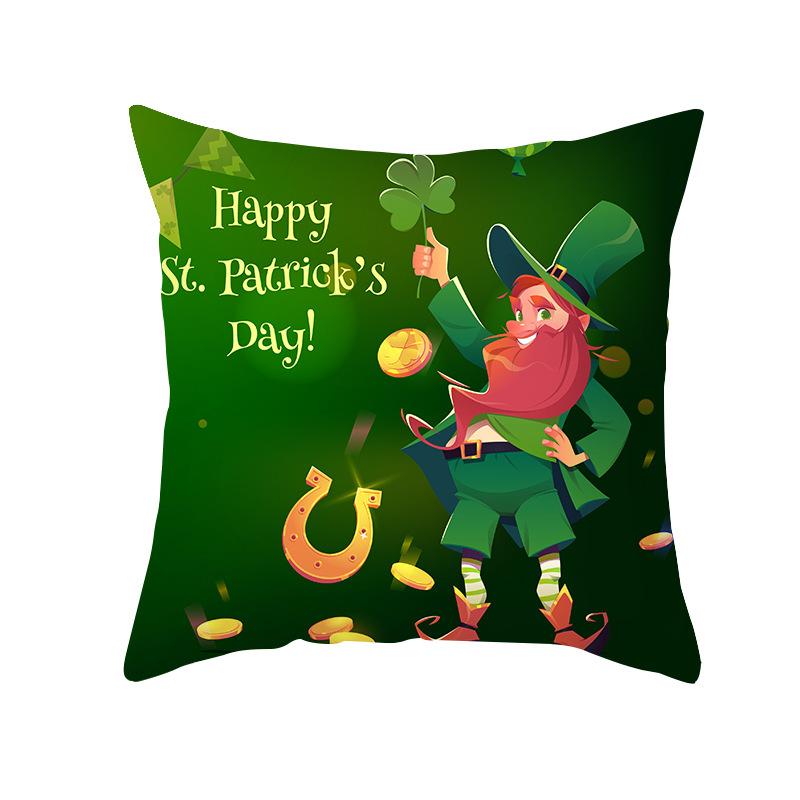 St. Patrick's Pillowcase Home Sofa Peach Leather Velvet Printed Cushion Cover Ireland National Day Cushion Cover