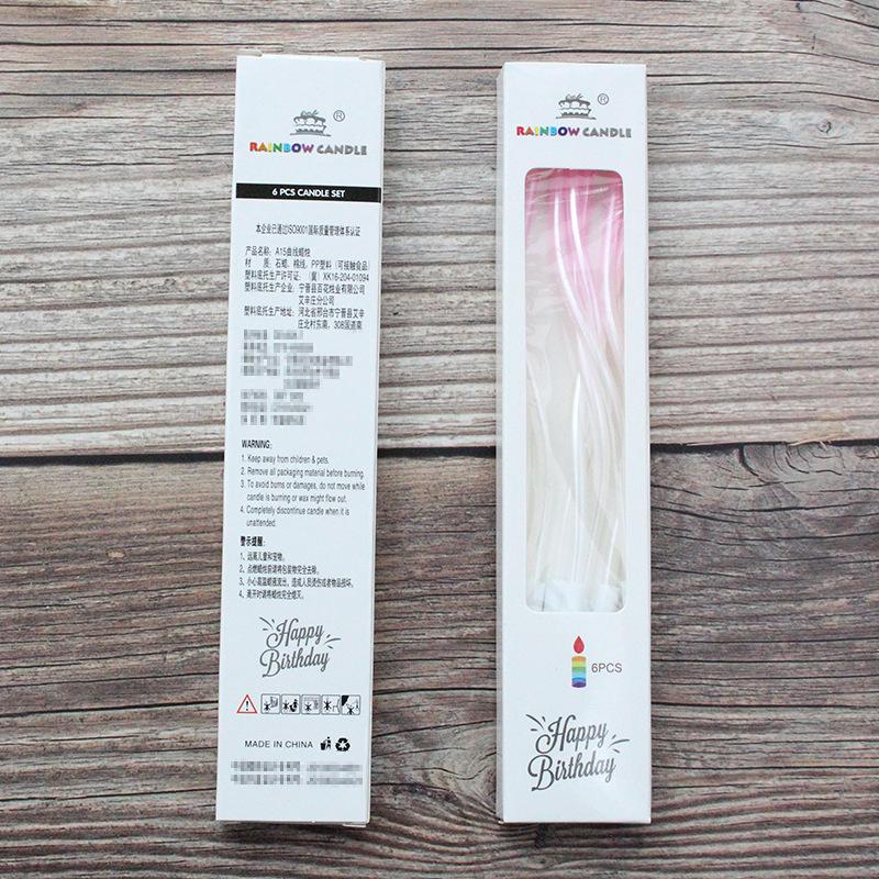 New A15 Series Gradient Pink Green Curve Candle Party Gradient Pink Platinum Dotted Spiral Candle