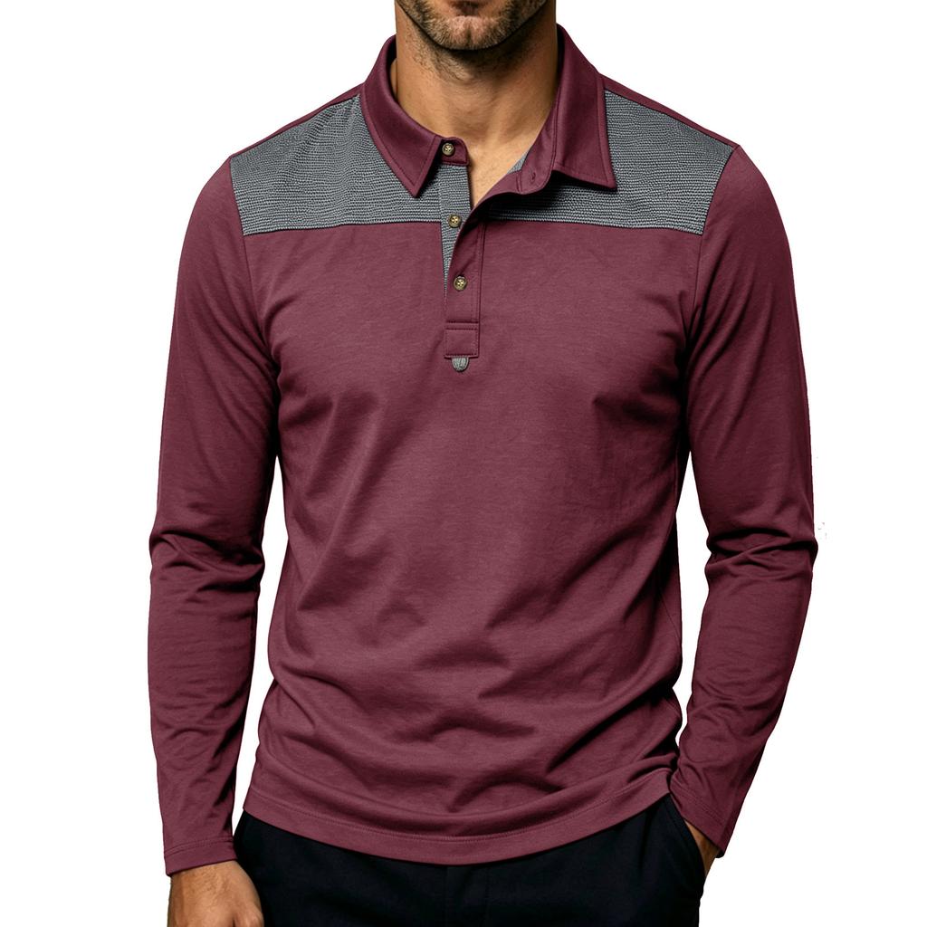 Men's Casual Vintage Lightweight Long Sleeve Polo Shirt Plus Size Long Sleeve Turn Down Collar Shirt for Everyday Wear