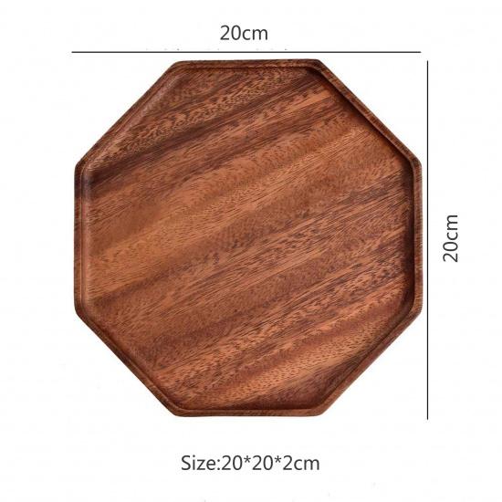Natural Acacia Wood Serving Trays Octagonal & Rectangular Wooden Platters for Food, Coffee, Dessert, Decor, Kitchen Organizer Style 4
