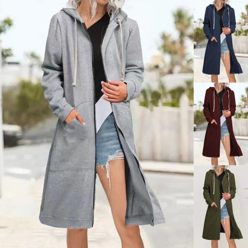 Plus Size Hoodies for Women Casual Full Zip Hoodies Women's Long Hoodies Loose Sweatshirts With Pockets