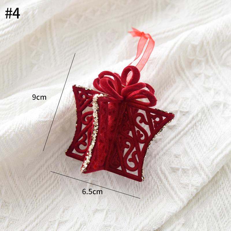 Christmas Ornament Red Velvet Christmas Tree Pendent Bowknot Elk Christmas Bells Xmas Tree Ornaments 2027 New Year Decor 7