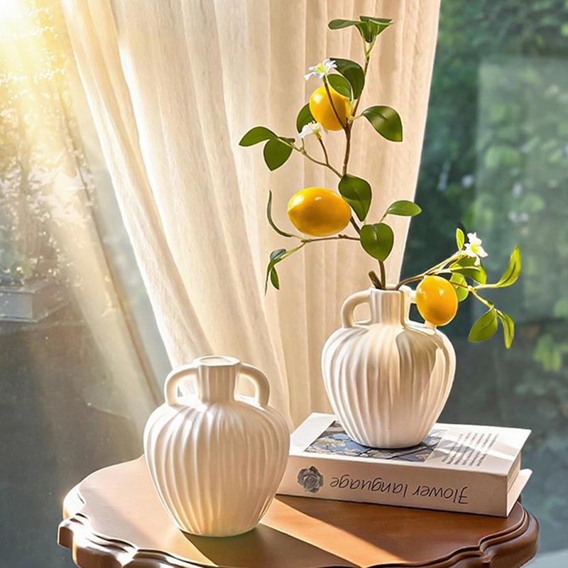 French Style Ceramic Vase White Flower Vase Modern Decorative Vases for Bouquet Farmhouse Living Room Wedding Table Centerpieces