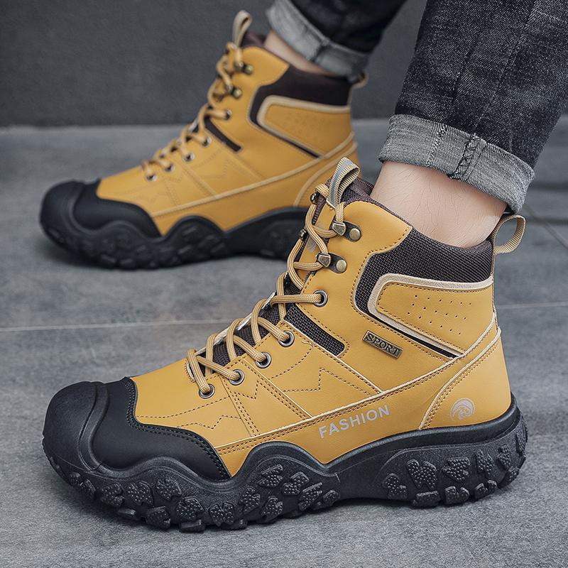Men's boots autumn and winter new high top outdoor boots anti slip soft sole comfort hiking boots fashion casual workwear boots
