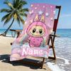 Asciugamano da Spiaggia Personalizzato con Nome e Stampa Labubu, per Viaggio Campeggio Festa in Spiaggia Decorazione per la Casa, Regalo di Compleanno per Famiglia e Amici