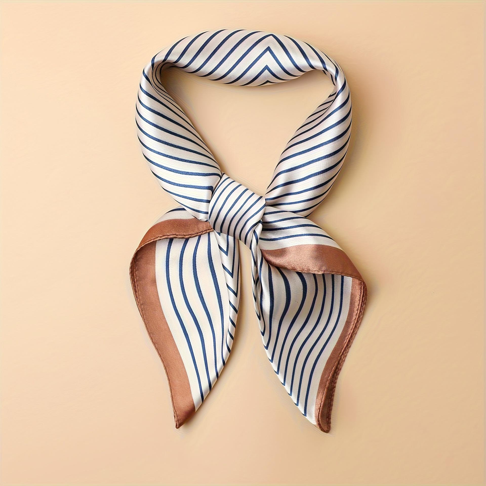 Women s Silk Scarves Versatile and Simple Professional Square Scarves Striped Scarves 60*60cm хаки