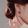 Banyan Tree S925 Silver Natural Purple Gold Sand Cinnabar Earrings for Women – High-End Red, New Autumn/Winter 2024 Style.