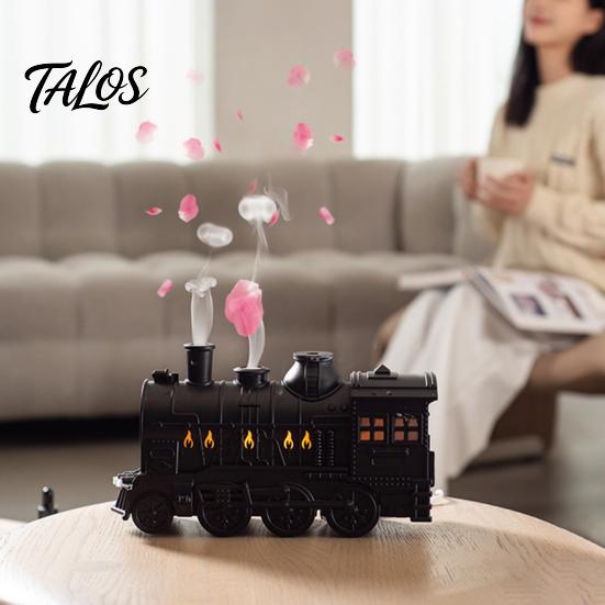 Large Capacity Desktop Humidifier Vintage Steam Train Aroma Diffuser, 300ml Ultrasonic Cool Mist with Dual Decorative Fragrance Machine for Office LED