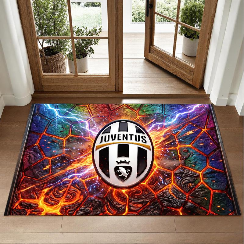 Juventus FC Design Crystal Velvet Rug Soft Decorative Mat for Bedroom Entrance