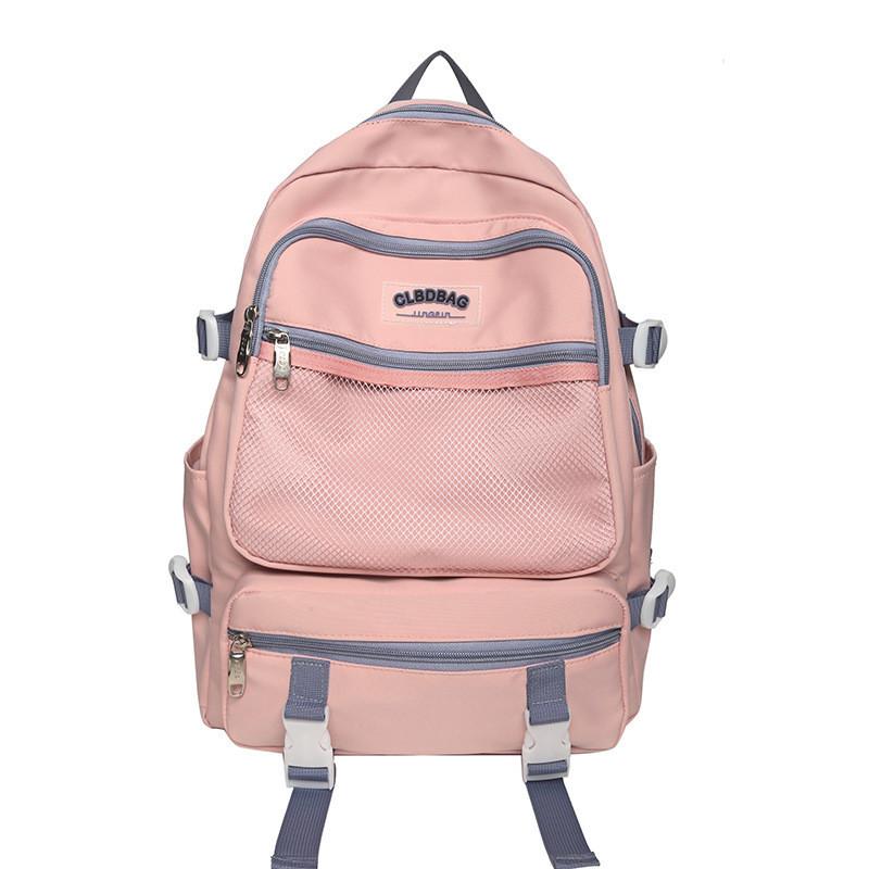 Spacious Ulzzang Nylon Backpack For High School Girls With Soft Handle And Zipper Pocket