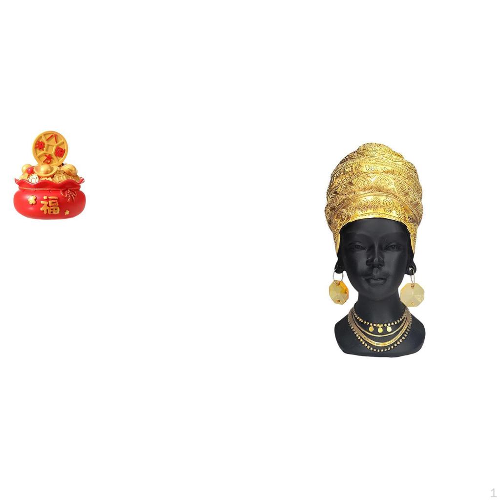 Festival Treasure Basin Cornucopia Ornament And African Woman Statue Tabletop Centerpiece Creative