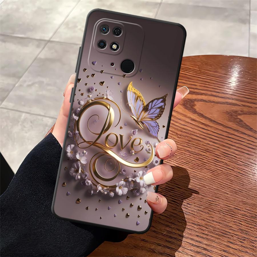 Black Soft Phone Cover Case for Xiaomi Redmi A1 A2 Plus 10 9 14C 13C A3 A4 12C K40 K80 Pro A5 Cartoon Butterfly Pattern