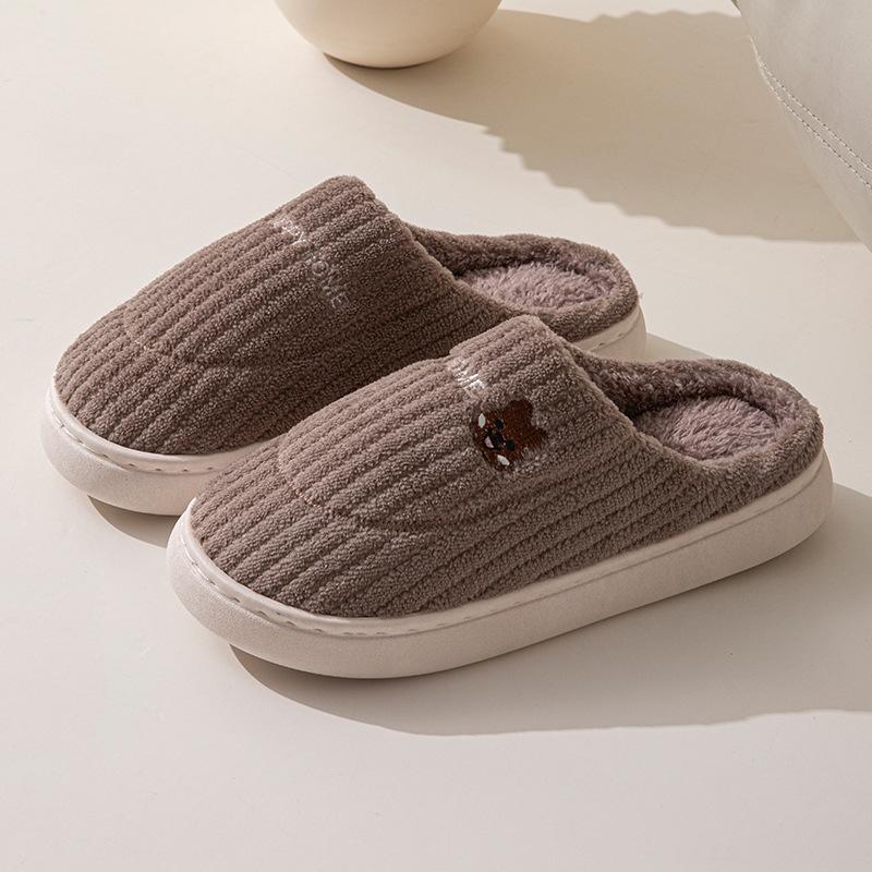 Cotton slippers women autumn and winter couple home slippers indoor confinement shoes warm cotton shoes non-slip cotton drag men's winter models