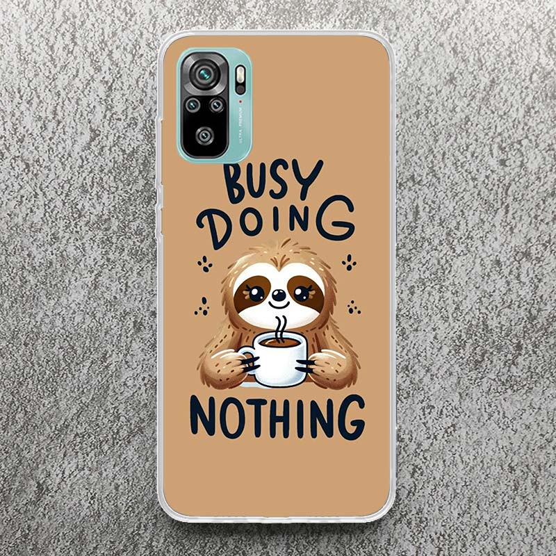 Animal Cute Cartoon Sloth Coffee Print Soft Case for Xiaomi Redmi Note 14 13 12S 11S Phone Shell 10 Pro Plus 11E 11T 12 11 10S 5