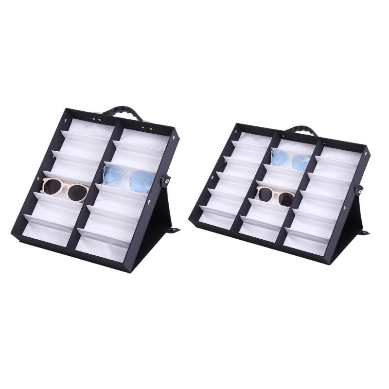 Portable Eyeglass Display Case with Soft Lining and Multiple Sections Storage Case for Neat Storage and Travel Use