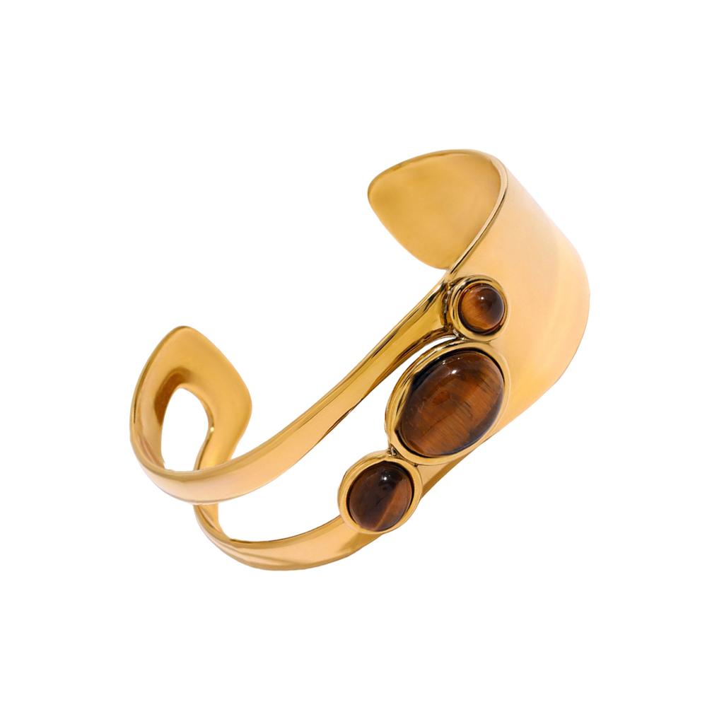 Irregular Open Cuff Pearls Bracelet Stainless Steel Wristchain Adjustable Bangle Geometric Jewelry Festival Accessories
