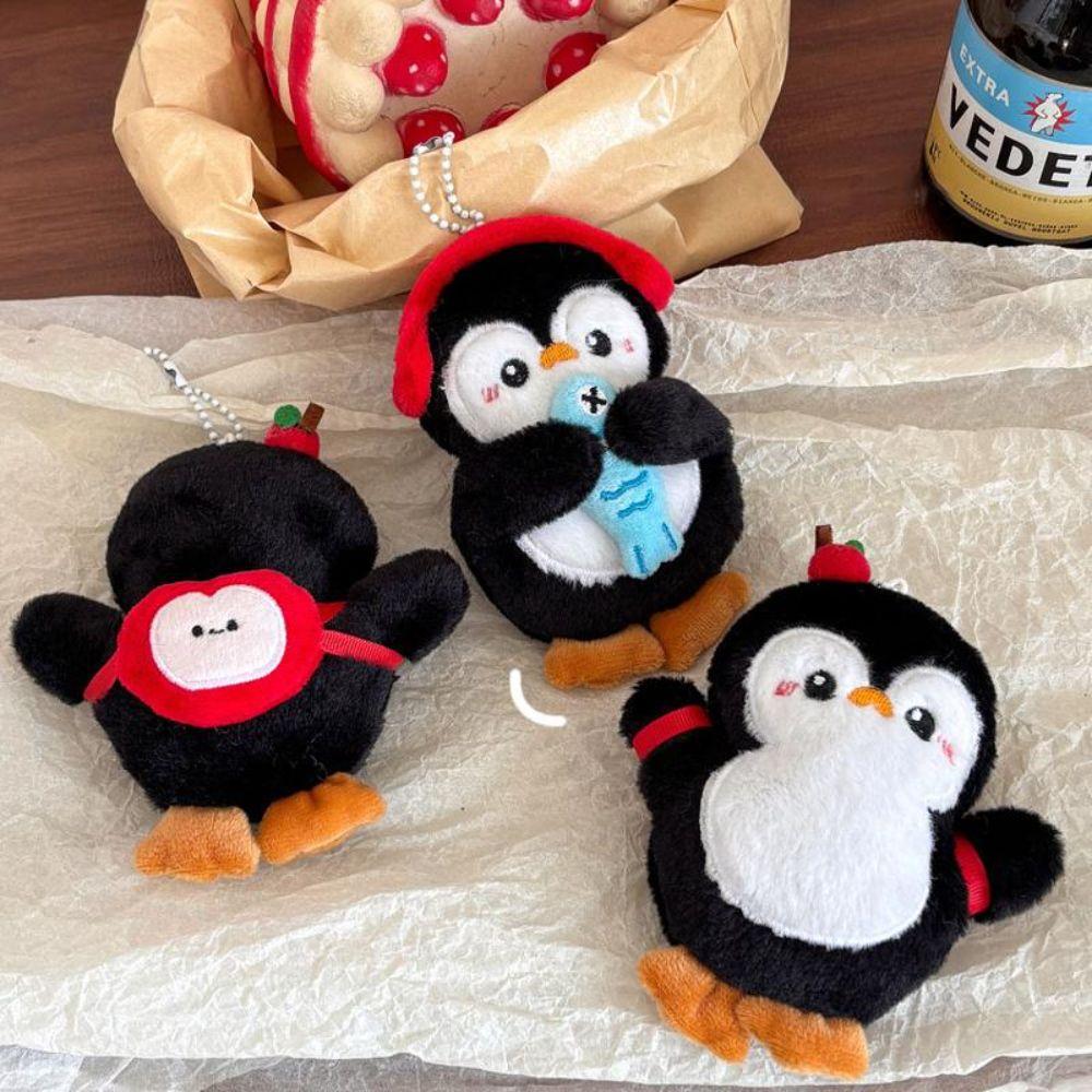 Soft Plush Squeaking Penguin Keychain Penguin Doll Stuffed Doll Pendant Car Key Ring Kid Gifts