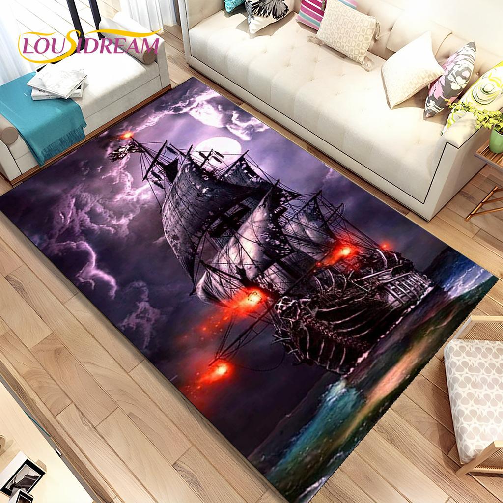 Un bateau pirate, une barque, un bateau, un tapis pour la maison, le salon, la chambre à coucher, un canapé, un paillasson, un tapis de sol antidérapant
