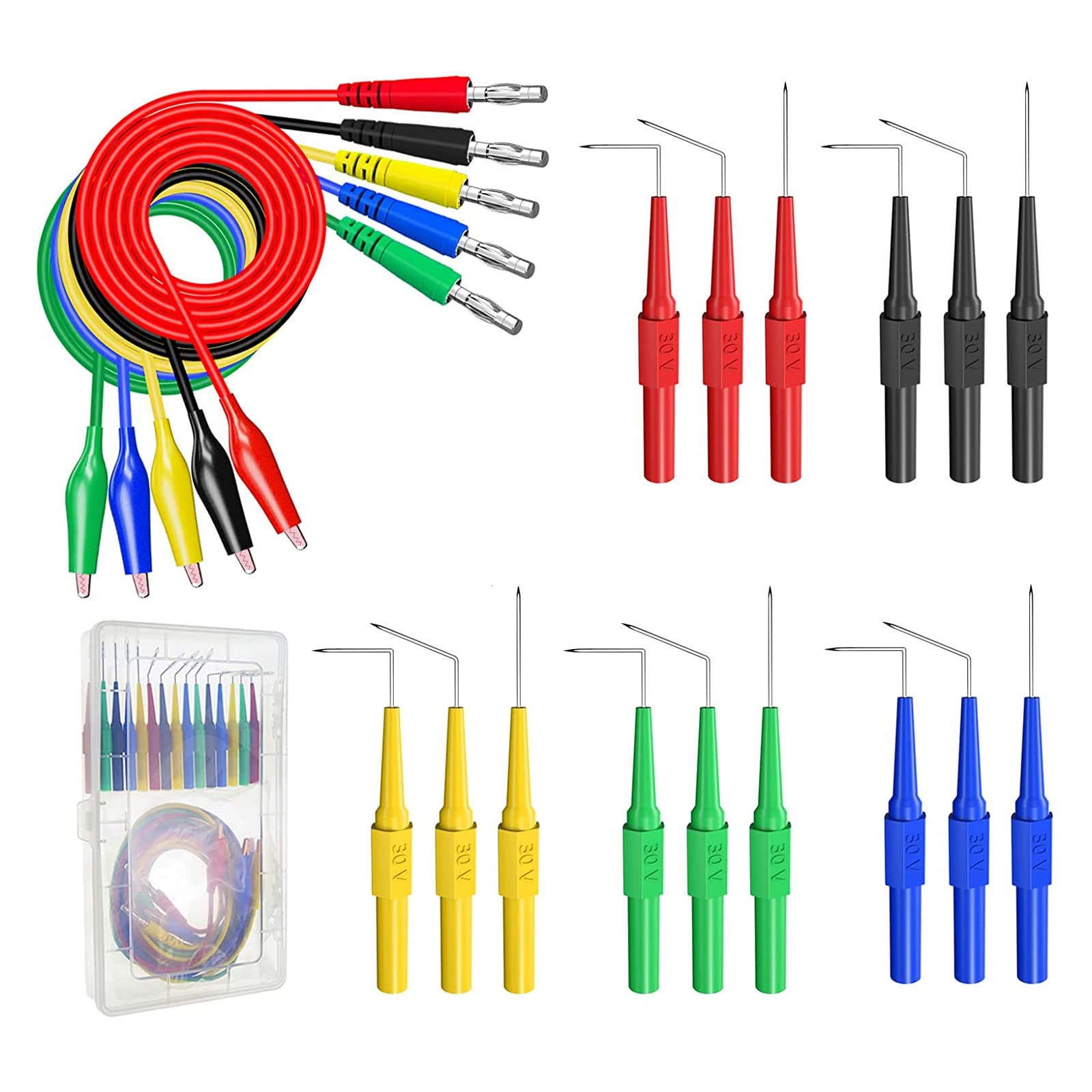 

Cleqee Automotive Back Probe Includes Banana Plug to Alligator Clip Test Copper Alligator and Insulated for Automotive Repair Circuit Digital and