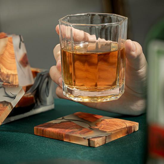 

Подставка Прозрачная текстура Чернила Украшение фона Изысканный держатель Деревянная термостойкая подставка для чая Товары для дома