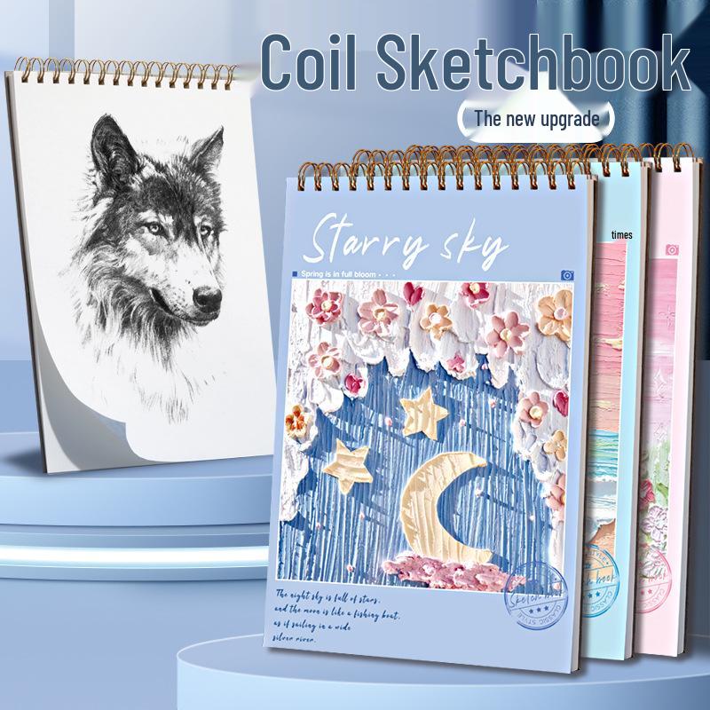 MOKA A4 Spiral Bound Oil Painting & Sketchbook for Kids - Thickened Doodling & Drawing Notebook