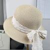Lace Bow Straw Hat Women's Spring and Summer Fashion Versatile Sun Hat Seaside Beach Vacation Wind Sun Protection Hat