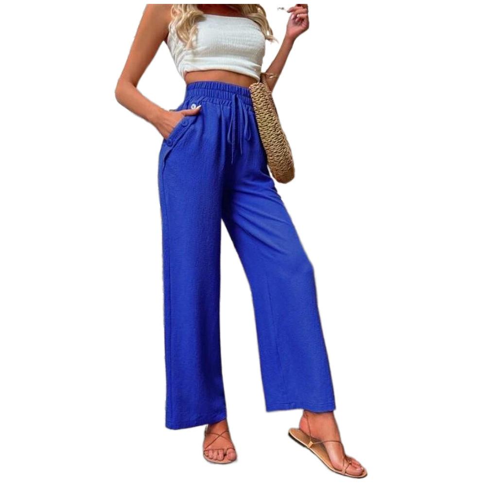 2026 Frühling/Sommer Neue Damen Einfarbige Freizeithose Elastisch Hoher Bund Locker Lange Hose