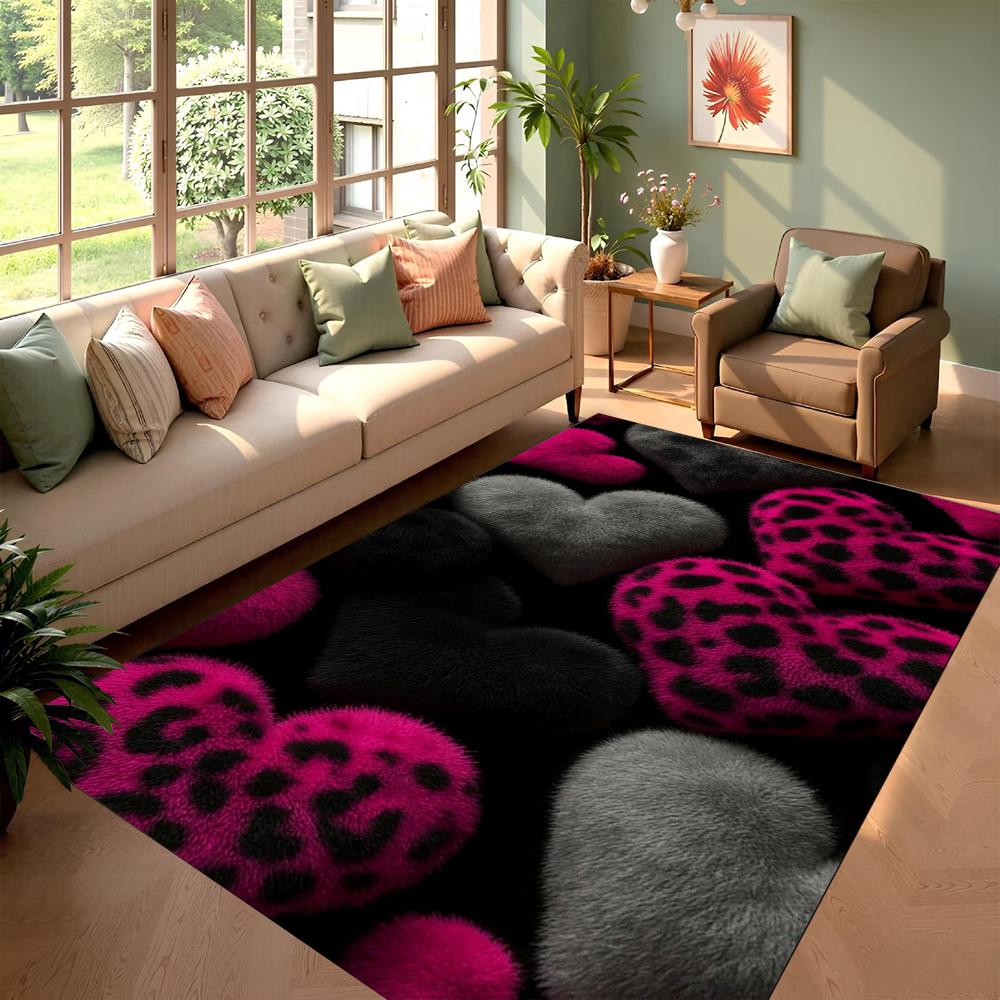 Visuell Dreidimensionales Herzförmiges Teppich Valentine's Day Dekorative Fußmatte Wohnzimmer Schlafzimmer Dekoration Eingangsteppich