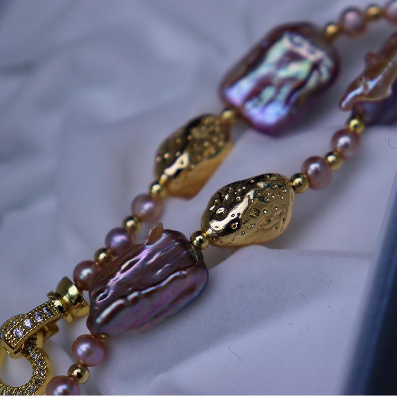 Purple Qi Freshwater Baroque Pearl Bracelet for Women - Personalized, Versatile Ins Style Jewelry