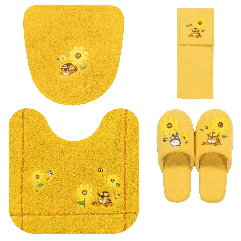 My Neighbor Totoro Cat Bath Toilet Mat Set 4 Pieces Yellow Ghibli Senko Totoro Dual Use Flower Bus Stop