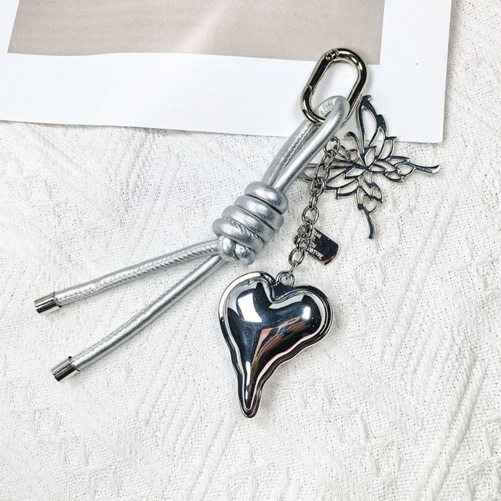 Butterfly Cartoon Girl Heart Keychain Hand-Woven Braided Rope Key Chain  Children Girl