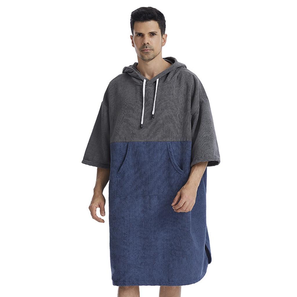 Quick Dry Bath Towels Pool Changing Robe Quick Dry Poncho Surfing Diving Hooded Towel Beach Cloak Windproof and Warm